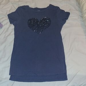 Kids Navy Blue Heart T-Shirt